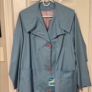 Vintage Elegant Blue Trench Coat